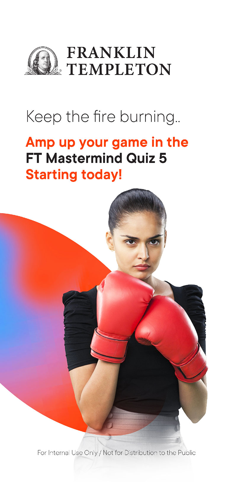 Franklin Templetan FT Mastermind quiz keep the fire standee