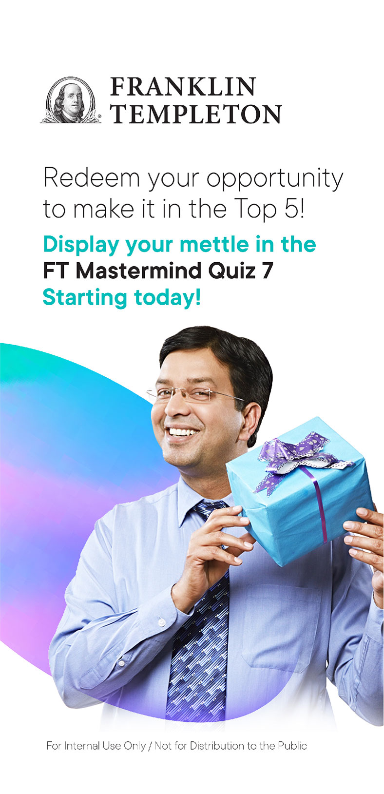 Franklin Templetan FT Mastermind quiz redeem your opportunity standee